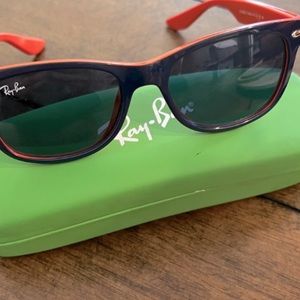 RAYBAN NEW DARK BLUE/ORANGE with case.